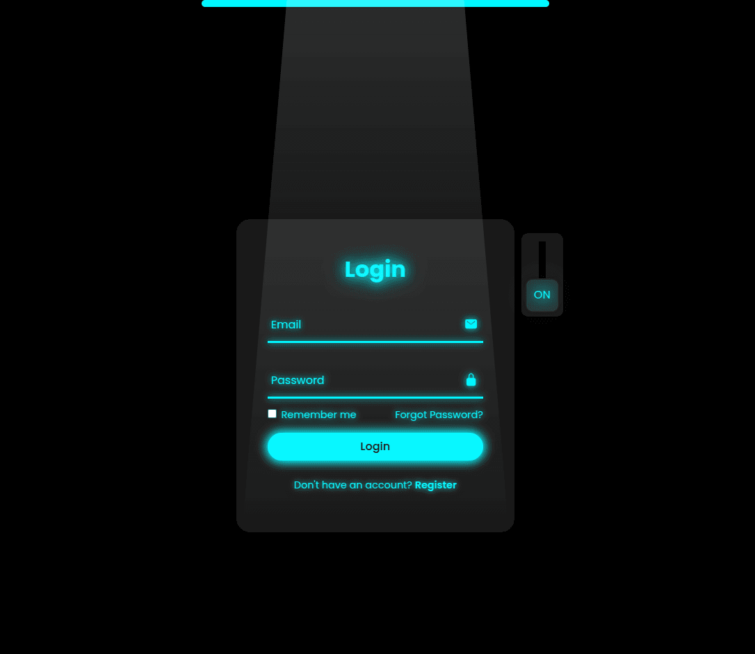 Animated login form with glowing