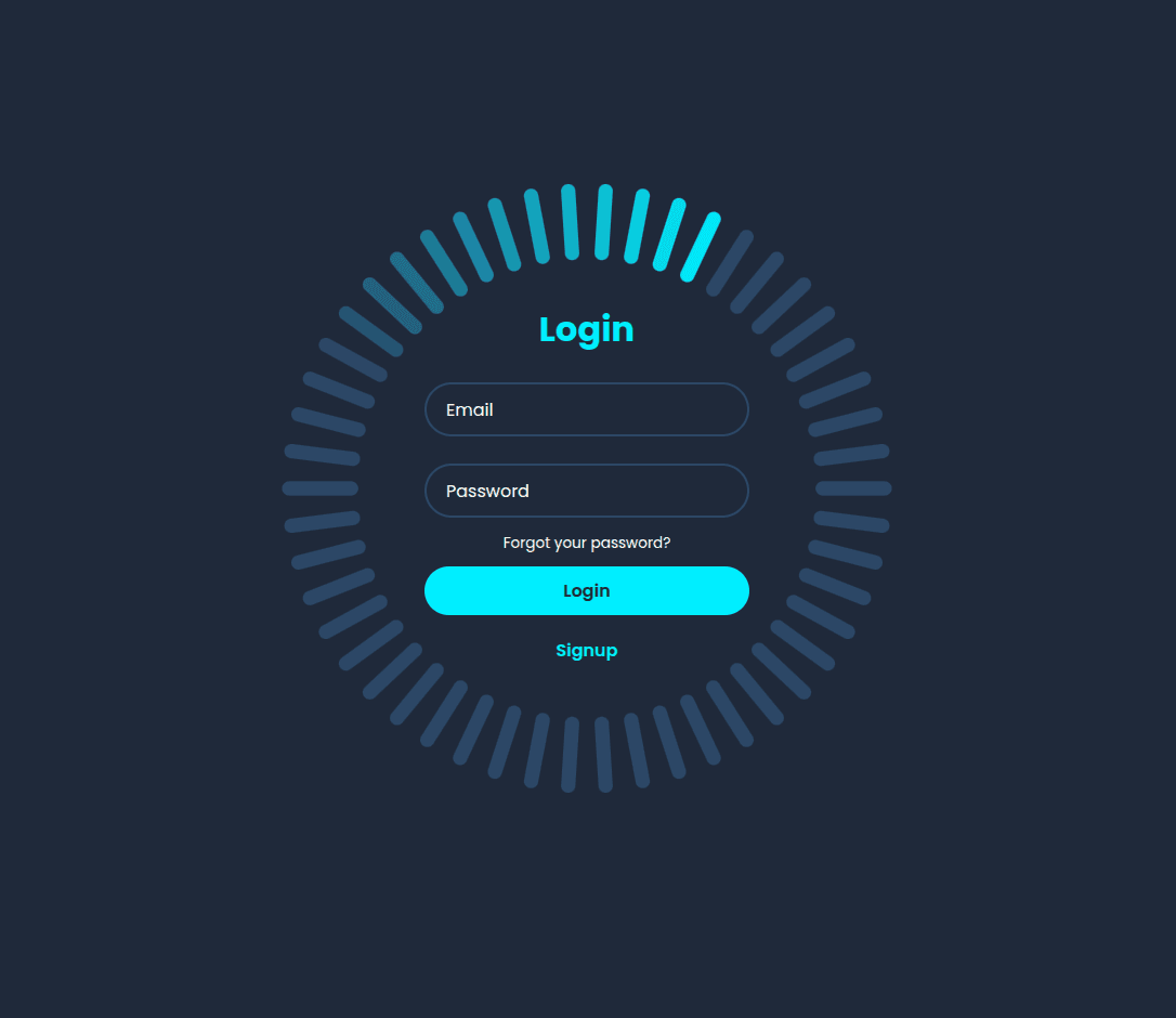 Login form with animated spinner