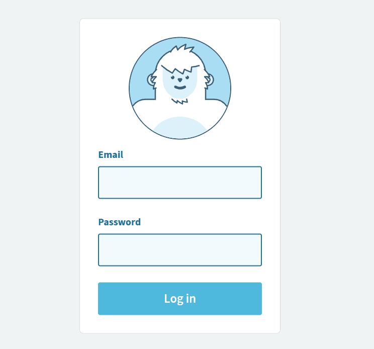 Login form with yeti